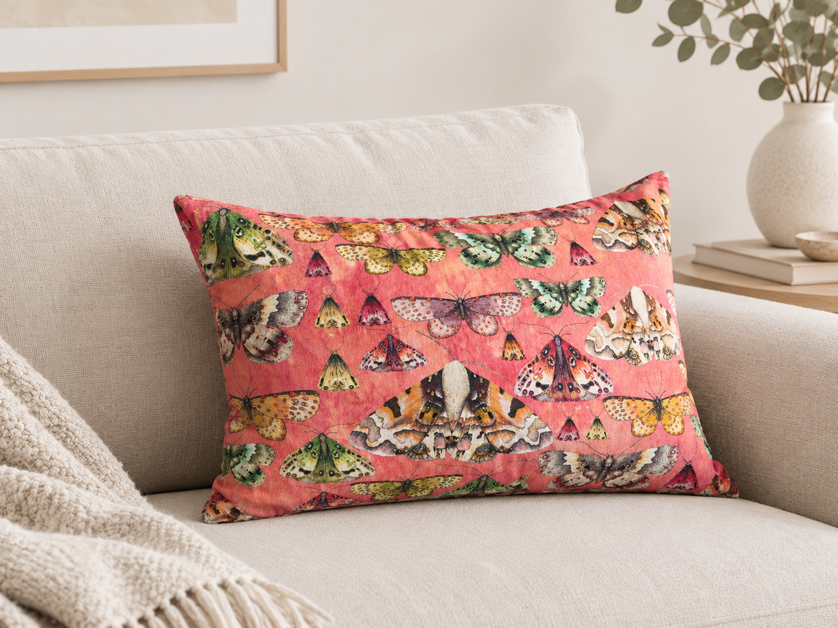 Kuddfodral Issoria rosa sammet med fjärilar 60x40